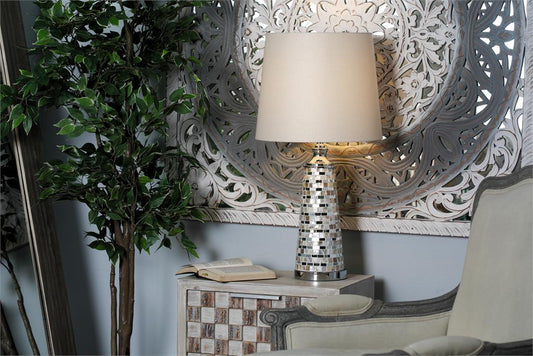 WHITE CAPIZ SHELL GLAM TABLE LAMP