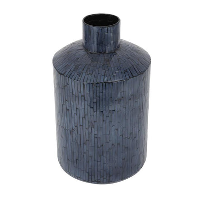 COSMOLIVING BY COSMOPOLITAN BLUE MOTHER OF PEARL HANDMADE VASE
