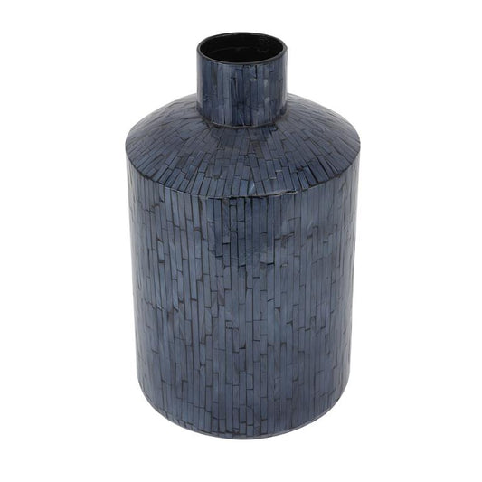 COSMOLIVING BY COSMOPOLITAN BLUE MOTHER OF PEARL HANDMADE VASE