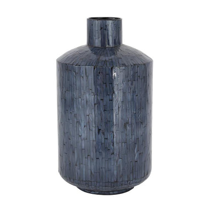 COSMOLIVING BY COSMOPOLITAN BLUE MOTHER OF PEARL HANDMADE VASE