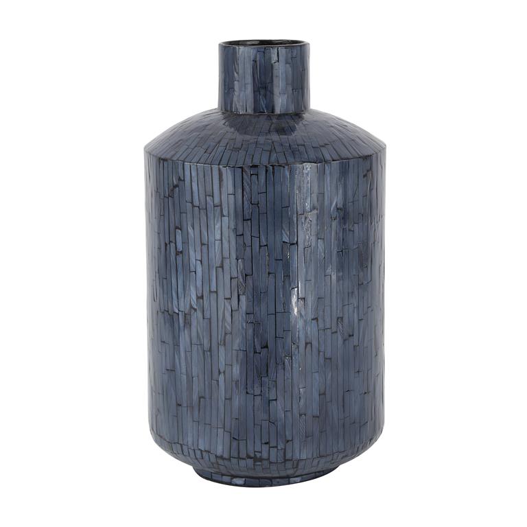 COSMOLIVING BY COSMOPOLITAN BLUE MOTHER OF PEARL HANDMADE VASE