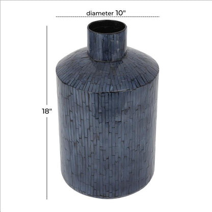 COSMOLIVING BY COSMOPOLITAN BLUE MOTHER OF PEARL HANDMADE VASE