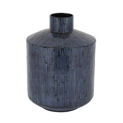 COSMOLIVING BY COSMOPOLITAN BLUE MOTHER OF PEARL HANDMADE VASE