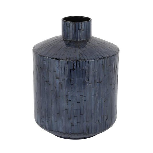 COSMOLIVING BY COSMOPOLITAN BLUE MOTHER OF PEARL HANDMADE VASE