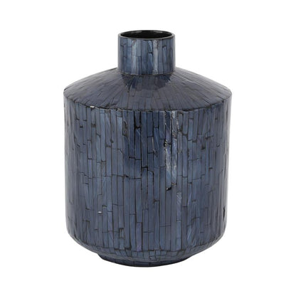 COSMOLIVING BY COSMOPOLITAN BLUE MOTHER OF PEARL HANDMADE VASE