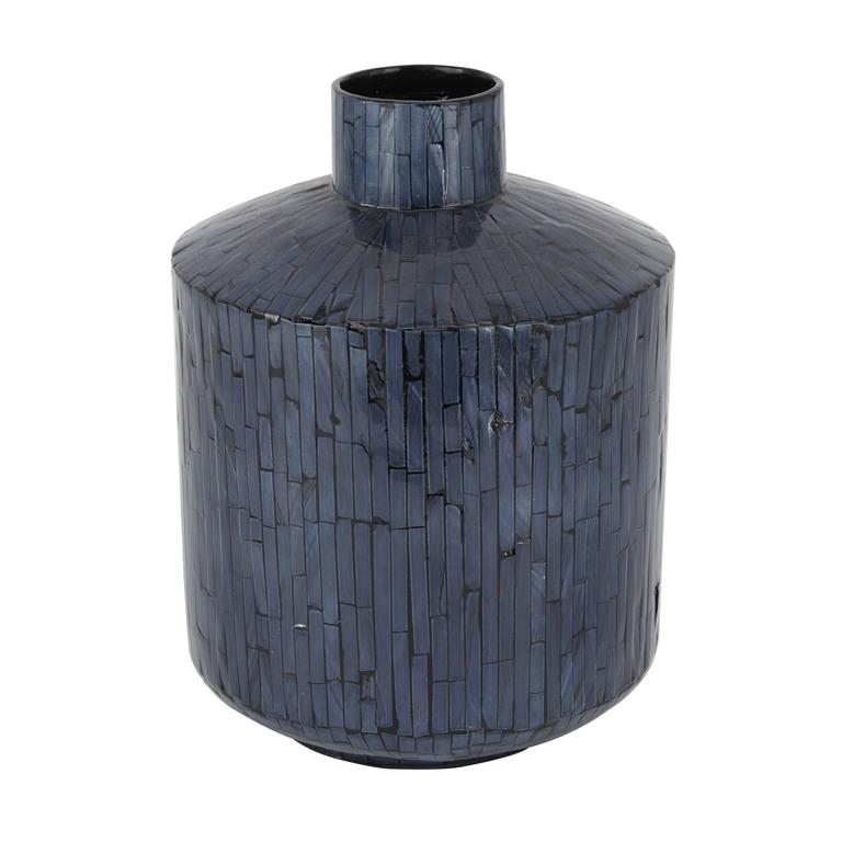 COSMOLIVING BY COSMOPOLITAN BLUE MOTHER OF PEARL HANDMADE VASE
