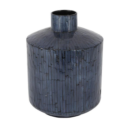 COSMOLIVING BY COSMOPOLITAN BLUE MOTHER OF PEARL HANDMADE VASE