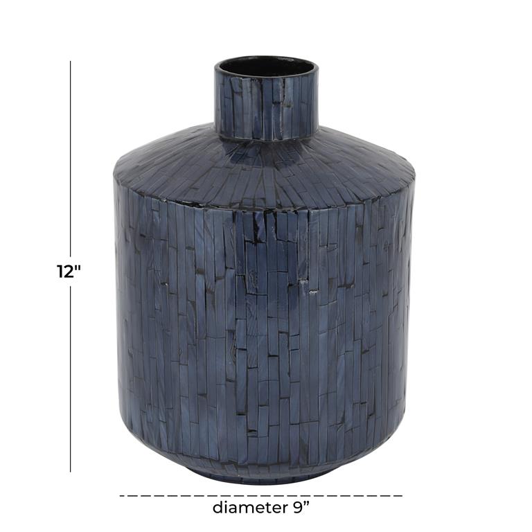 COSMOLIVING BY COSMOPOLITAN BLUE MOTHER OF PEARL HANDMADE VASE