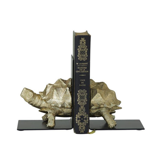 COSMOLIVING BY COSMOPOLITAN BRASS POLYSTONE TURTLE BOOKENDS,