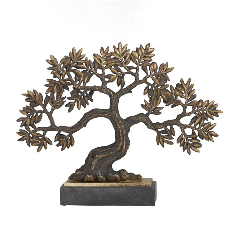 BRONZE POLYSTONE ECLECTIC TREE SCULPTURE