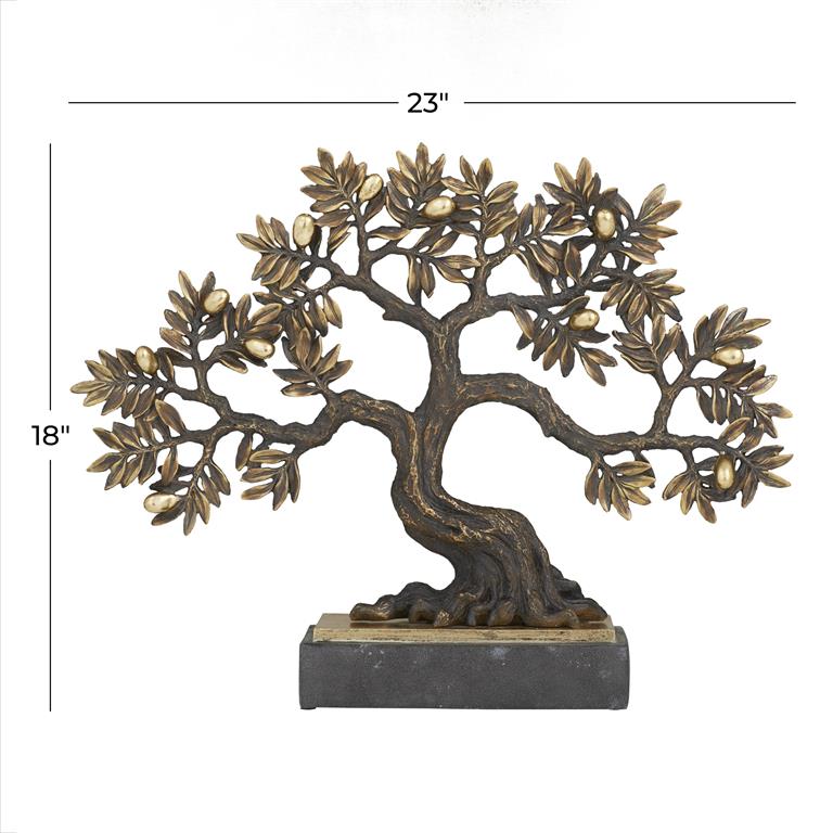 BRONZE POLYSTONE ECLECTIC TREE SCULPTURE
