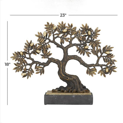 BRONZE POLYSTONE ECLECTIC TREE SCULPTURE