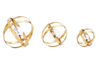 GOLD METAL GEOMETRIC SCULPTURE,