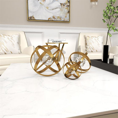GOLD METAL GEOMETRIC SCULPTURE,
