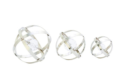 SILVER METAL GEOMETRIC SCULPTURE,