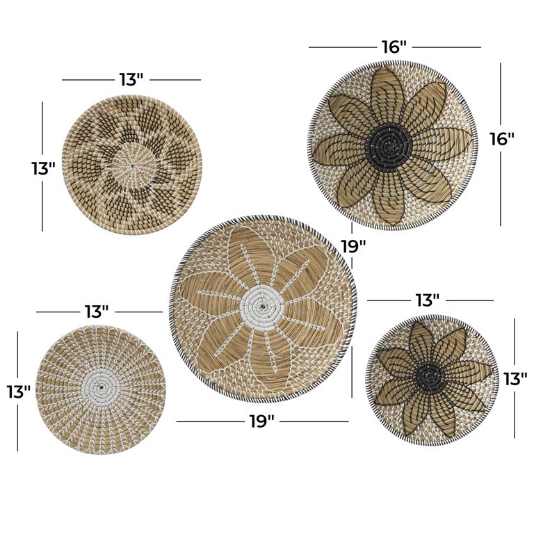 BROWN SEAGRASS PLATE HANDMADE BASKET WALL DECOR,