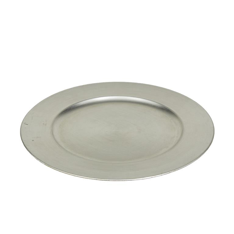 1 PIECE SILVER MELAMINE CHARGER,