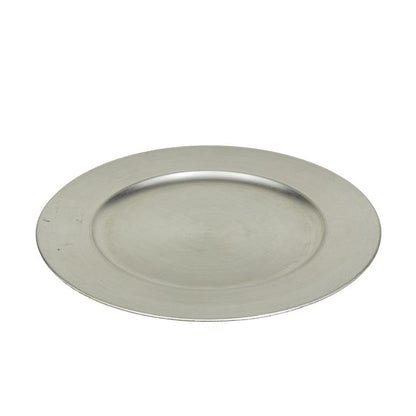 1 PIECE SILVER MELAMINE CHARGER,