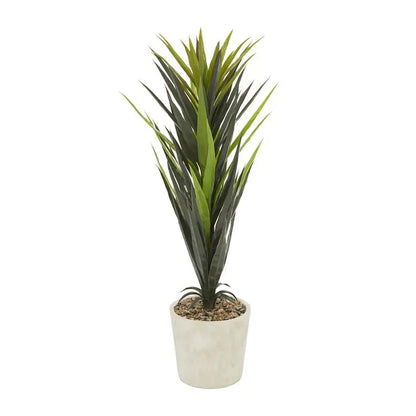 Beige Plastic Contemporary Dracaena Artificial Plant