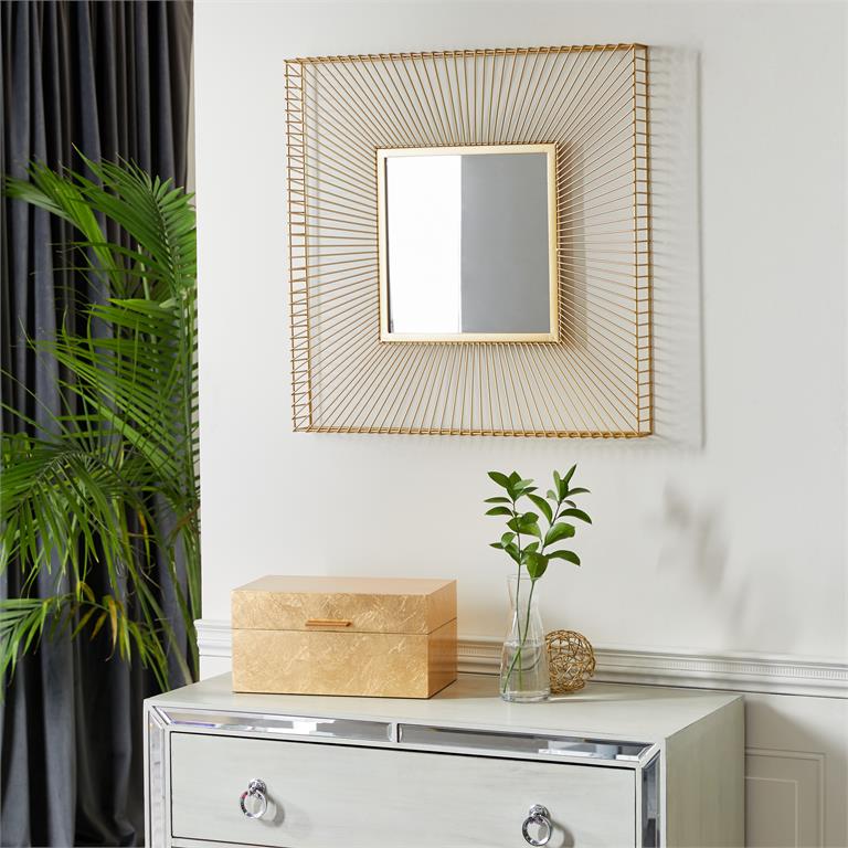 COSMOLIVING BY COSMOPOLITAN GOLD METAL STARBURST WALL MIRROR