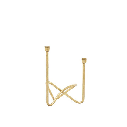 COSMOLIVING BY COSMOPOLITAN GOLD METAL CANDELABRA, 10" X 6" X 11"