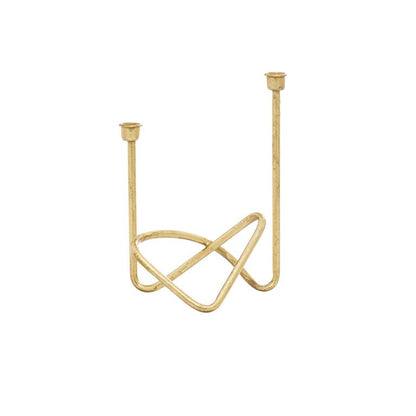COSMOLIVING BY COSMOPOLITAN GOLD METAL CANDELABRA, 10" X 6" X 11"