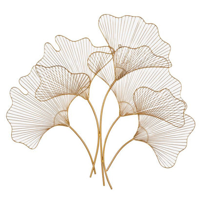 COSMOPOLITAN GOLD METAL FLORAL GINGKO LEAF WALL DECOR