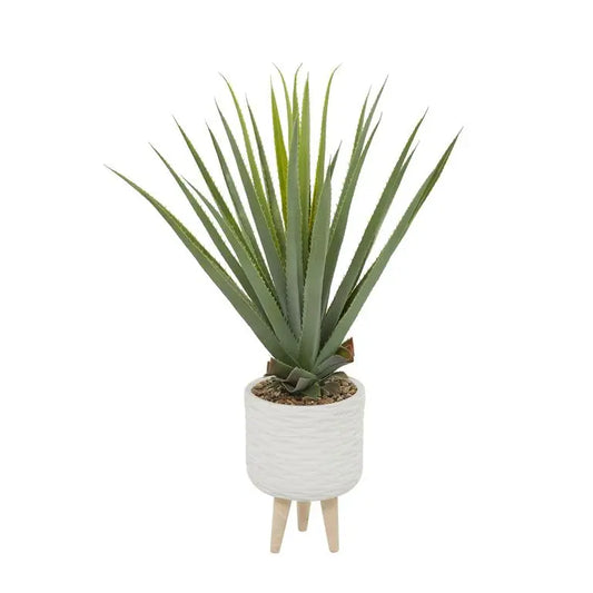White Plastic Modern Agave Artificial Plant,