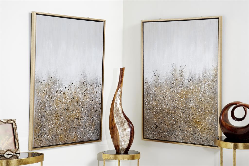 COSMOPOLITAN GOLD CANVAS GEODE GLITTER FLAKES FRAMED WALL ART WITH GOLD FRAME