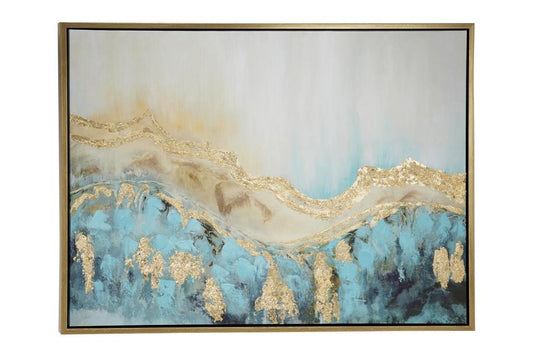 WHITE CANVAS GEODE ENLARGE SLICE FRAMED WALL ART WITH GOLD FRAME