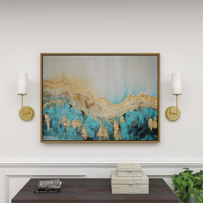 WHITE CANVAS GEODE ENLARGE SLICE FRAMED WALL ART WITH GOLD FRAME