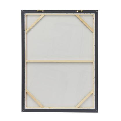 COSMOLIVING BY COSMOPOLITAN WHITE CANVAS GEOMETRIC FRAMED WALL ART WITH GOLD FRAME