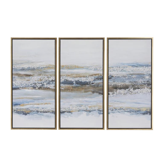 BLUE CANVAS LANDSCAPE FRAMED WALL ART WITH GOLD FRAME