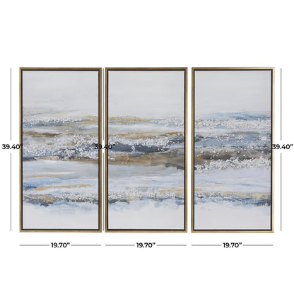 BLUE CANVAS LANDSCAPE FRAMED WALL ART WITH GOLD FRAME