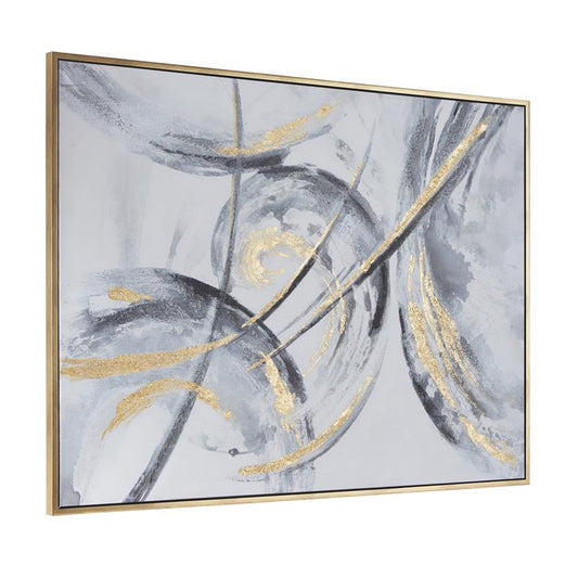 GOLD CANVAS ABSTRACT FRAMED WALL ART WITH GOLD FRAME