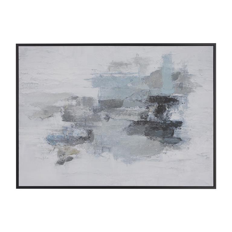 LUE CANVAS ABSTRACT FRAMED WALL ART WITH BLACK FRAME,