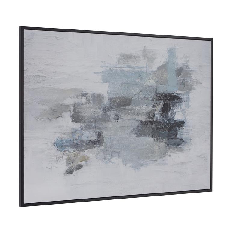 LUE CANVAS ABSTRACT FRAMED WALL ART WITH BLACK FRAME,