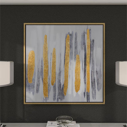 COSMOLIVING BY COSMOPOLITAN GRAY CANVAS ABSTRACT FRAMED WALL ART WITH GOLD FRAME