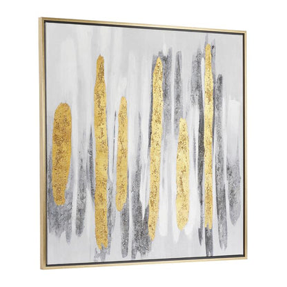 COSMOLIVING BY COSMOPOLITAN GRAY CANVAS ABSTRACT FRAMED WALL ART WITH GOLD FRAME