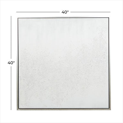 COSMOLIVING BY COSMOPOLITAN WHITE CANVAS ABSTRACT HANDMADE FRAMED WALL ART WITH SILVER FRAME,