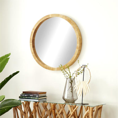 BROWN WOOD WALL MIRROR,