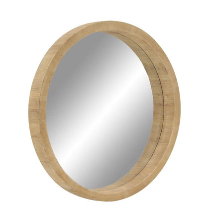 BROWN WOOD WALL MIRROR,
