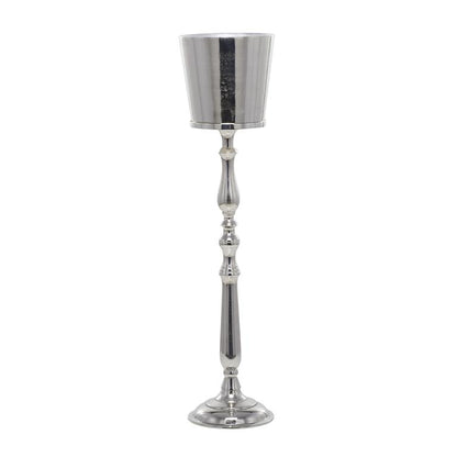 SILVER ALUMINUM TALL FLOOR CHAMPAGNE 2 BOTTLE ICE BUCKET
