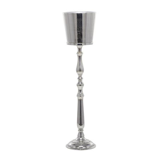 SILVER ALUMINUM TALL FLOOR CHAMPAGNE 2 BOTTLE ICE BUCKET