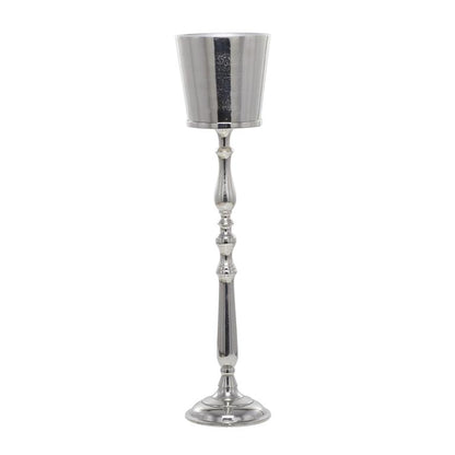 SILVER ALUMINUM TALL FLOOR CHAMPAGNE 2 BOTTLE ICE BUCKET