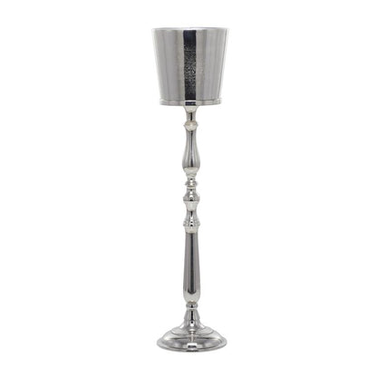 SILVER ALUMINUM TALL FLOOR CHAMPAGNE 2 BOTTLE ICE BUCKET