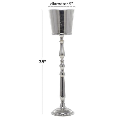 SILVER ALUMINUM TALL FLOOR CHAMPAGNE 2 BOTTLE ICE BUCKET