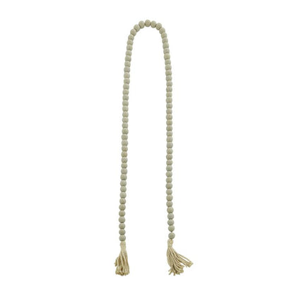 GRAY WOOD HANDMADE BEADED GARLAND WITH TASSEL