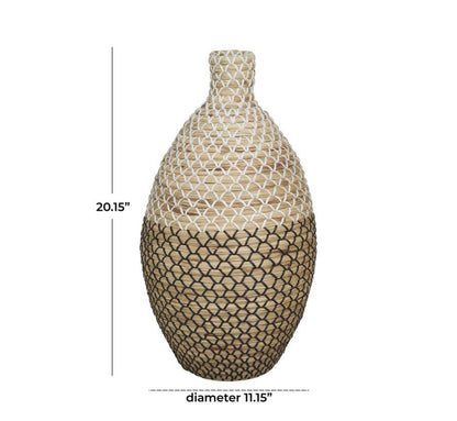 BROWN SEAGRASS TALL WOVEN FLOOR VASE