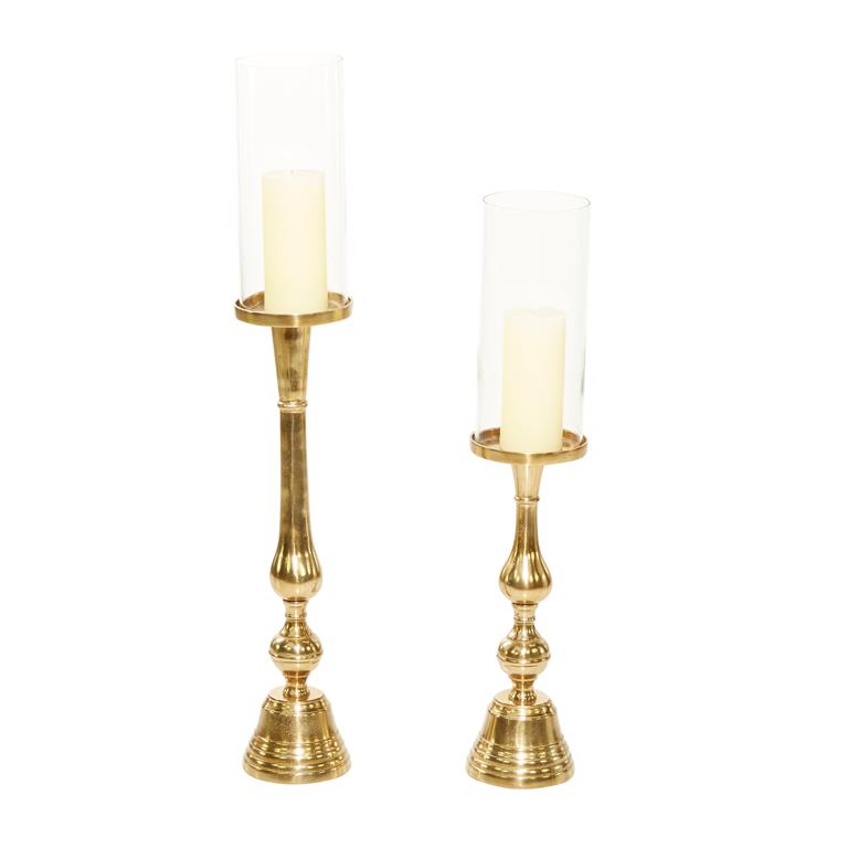 GOLD ALUMINUM HURRICANE LAMP